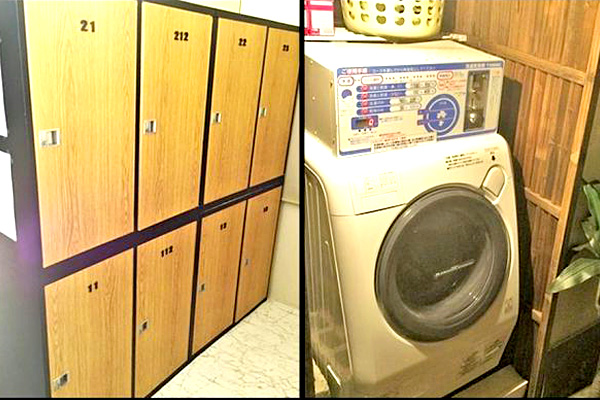 Free lockers and coin-operated laundry